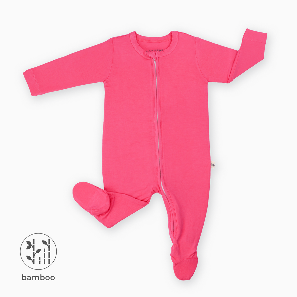 LiaaBébé Toddler Sleepsuit with feet in Hot Pink color.