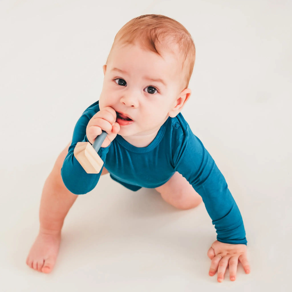 Body - Ocean Blue Bambusz Patentos Hosszú Ujjú Body