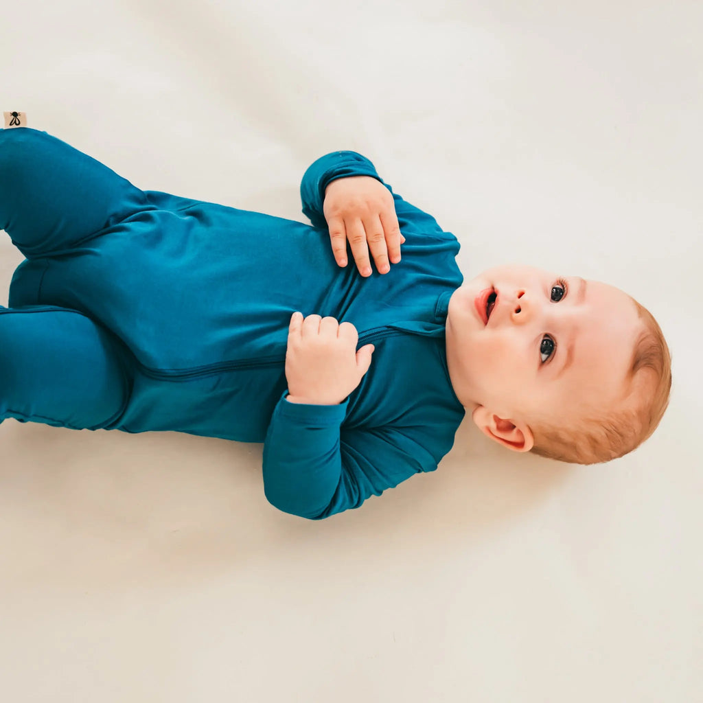 Kezeslábas - Ocean Blue Bambusz Cipzáros Kezeslábas és Rugdalózó