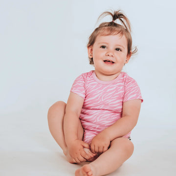 Body - Pink Tiger Bambusz Patentos Rövid Ujjú Body