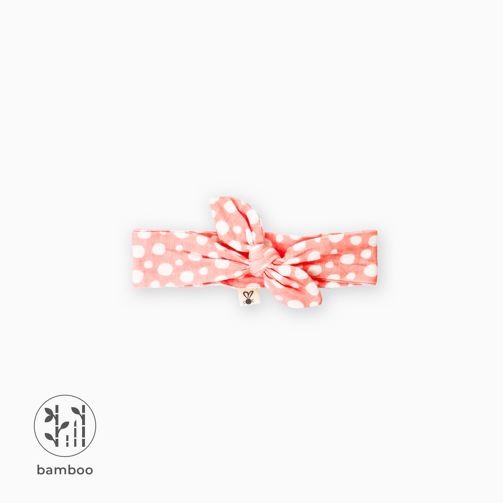 LiaaBébé Top Knot Headband in Light Pink color with dots.